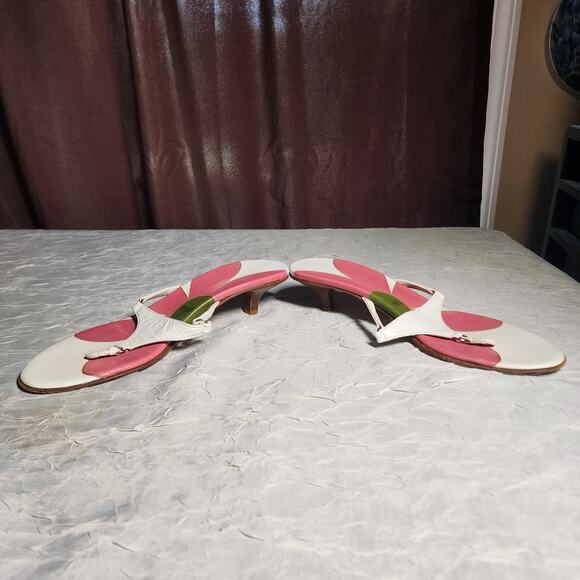 Coach Floral Thong Sandals Womens Size 8B Made In Italy Preppy Y2K Kitten Heel - Picture 3 of 6